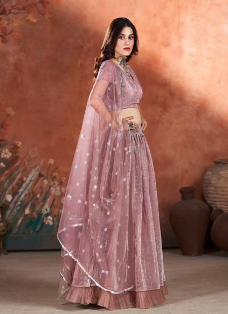 Dusty Pink Colour SS 1951 To 1956 Wedding Wear Designer Net Lehenga Choli Wholesale Suppliers In Mumbai 1954